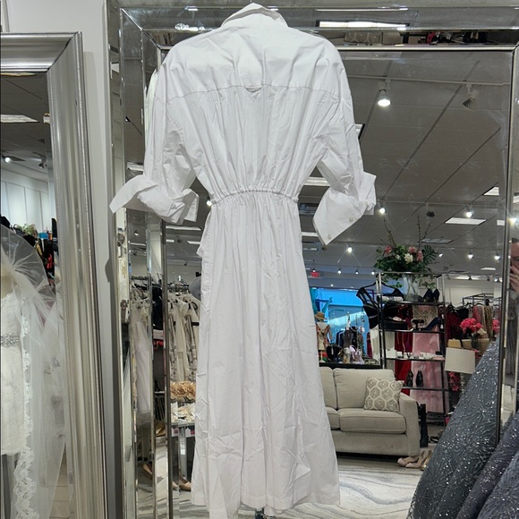STAUD White Poplin Button-Up Maxi Dress w/French Cuff Detail - Picture 4 of 4